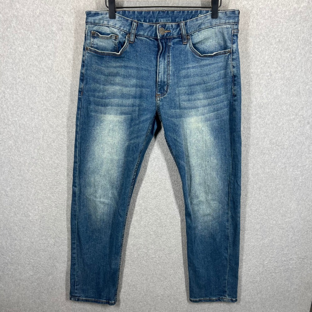 Southern Tide Charleston Fit Jeans Mens 34 Blue Denim Straight Leg Stretch EUC